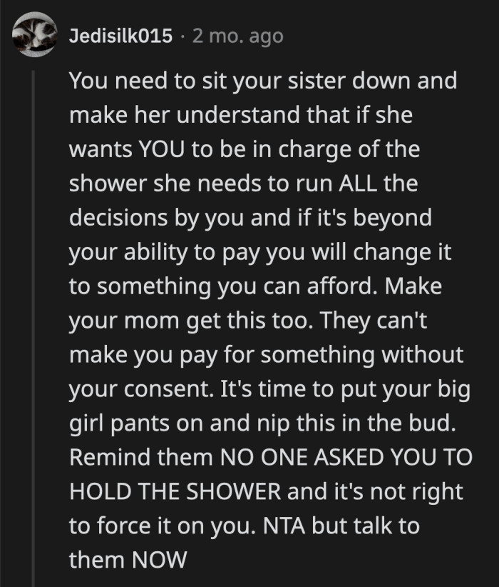 Time to have a grown-up talk with the mom-to-be. Her entitlement will not fly anywhere else; it's better to nip it in the bud before she becomes the topic in another subreddit.