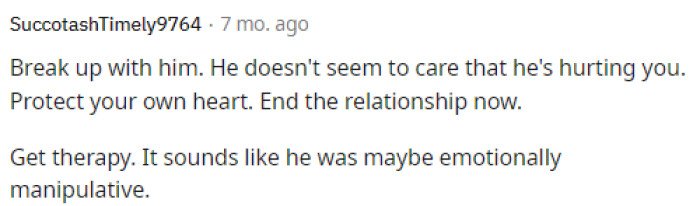 We agree that she should break up with him, especially because of his reaction to her finding out and confronting him about it.