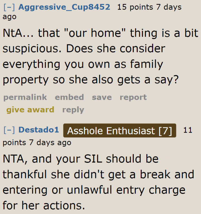 Why is she considering someone else's home hers?