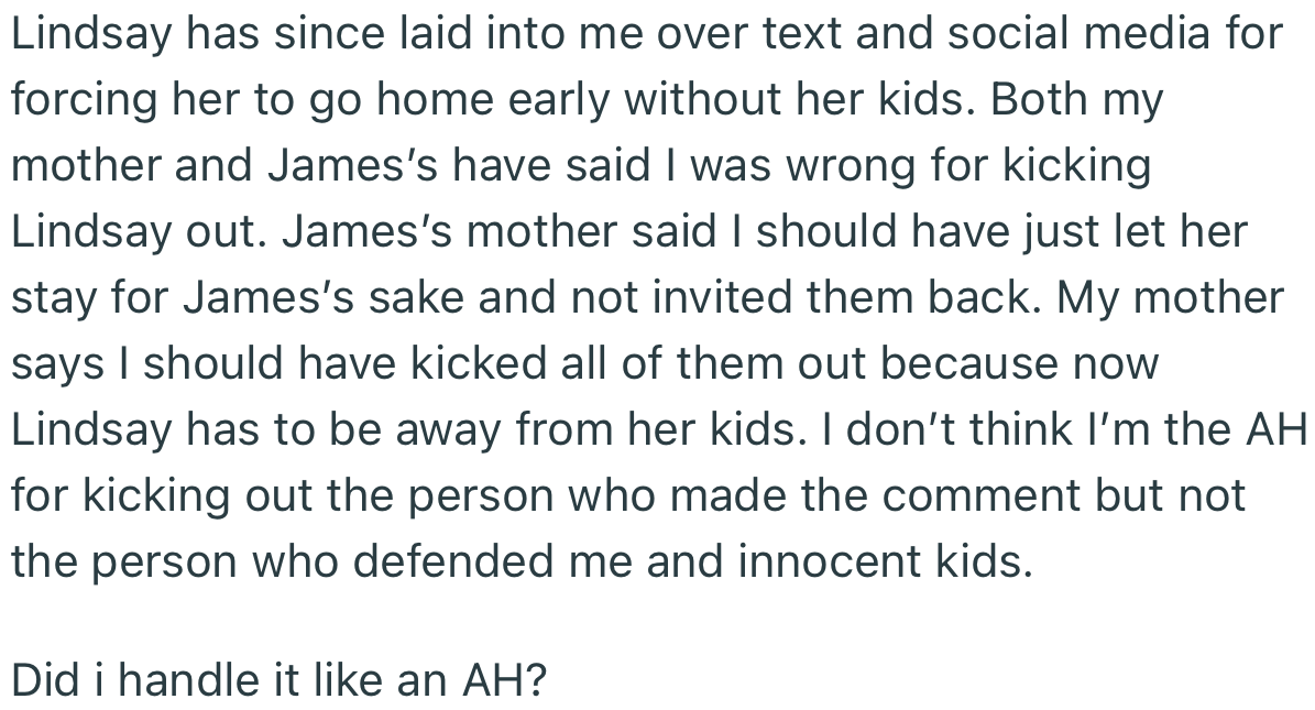 OP’s family members weighed in on the matter, with everyone giving their two cents