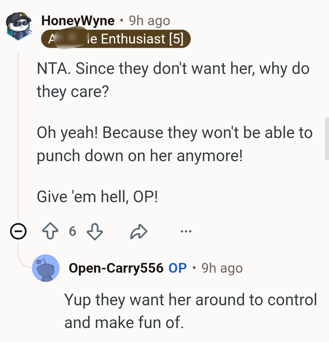 They won't be able to punch down on her anymore