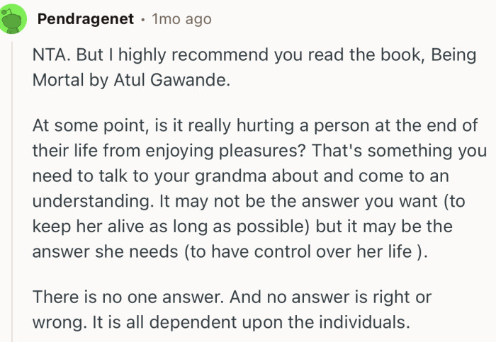 “There is no one answer. And no answer is right or wrong. It is all dependent upon the individuals.”