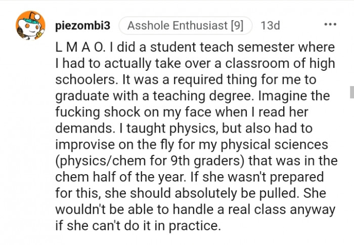It was required for this Redditor to graduate with a teaching degree