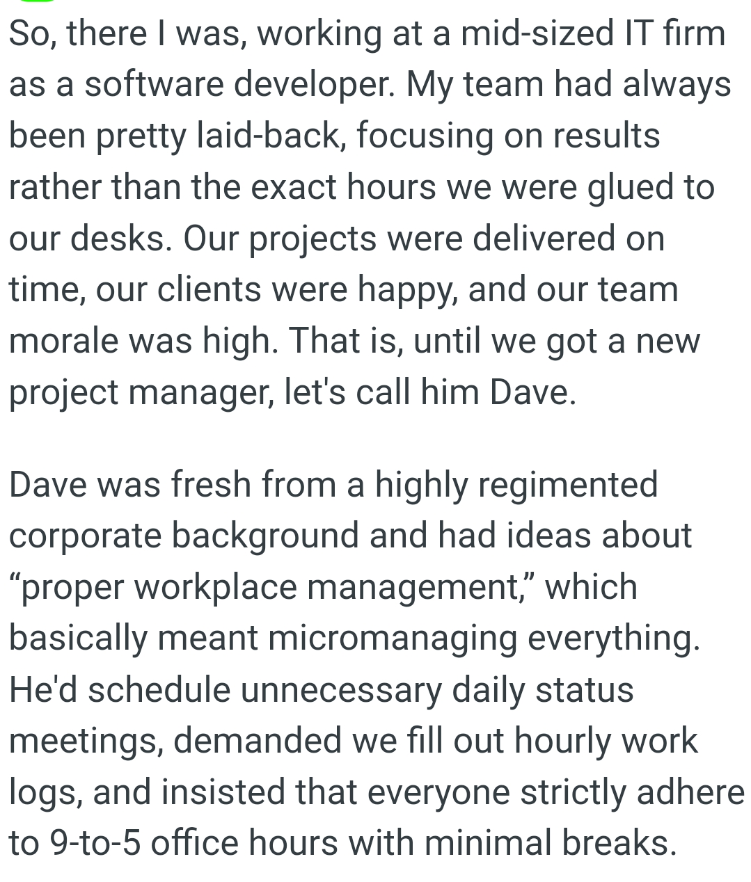 The OP kicks off his story and it goes...