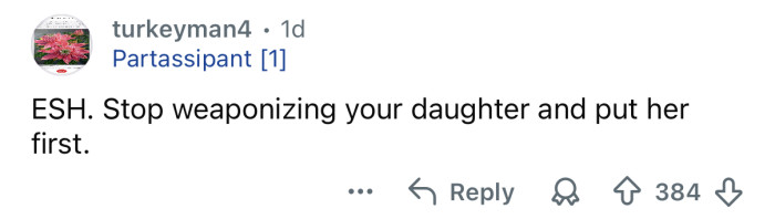 “Stop weaponizing your daughter.”