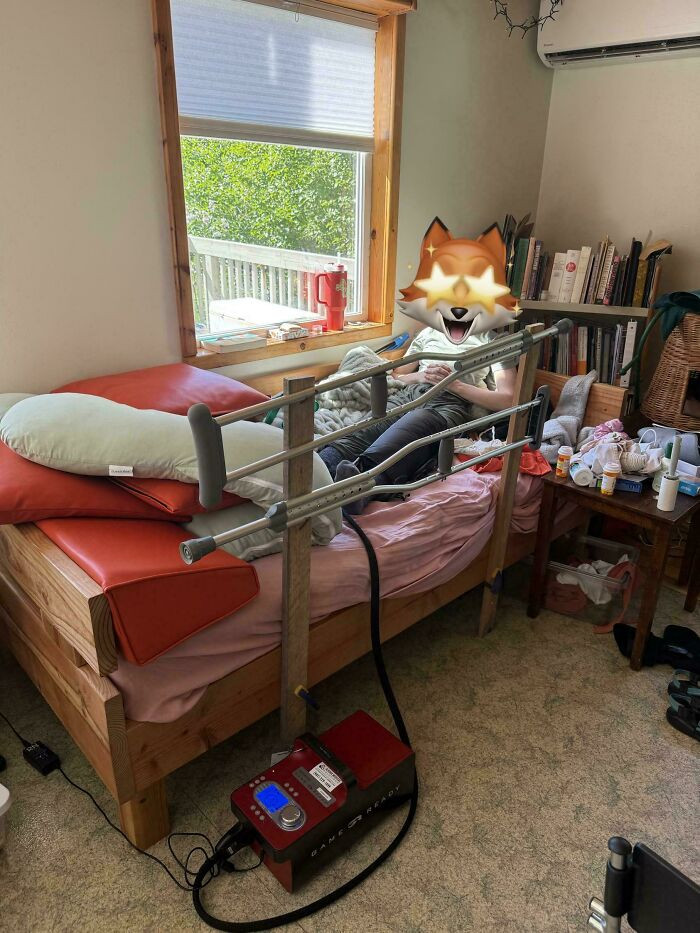 "Needed To Keep Dogs Off The Post-Surgery Knee, And To Stop Dropping Crutches On The Floor. 2 Clamps, 2 Boards, 4 Nails"