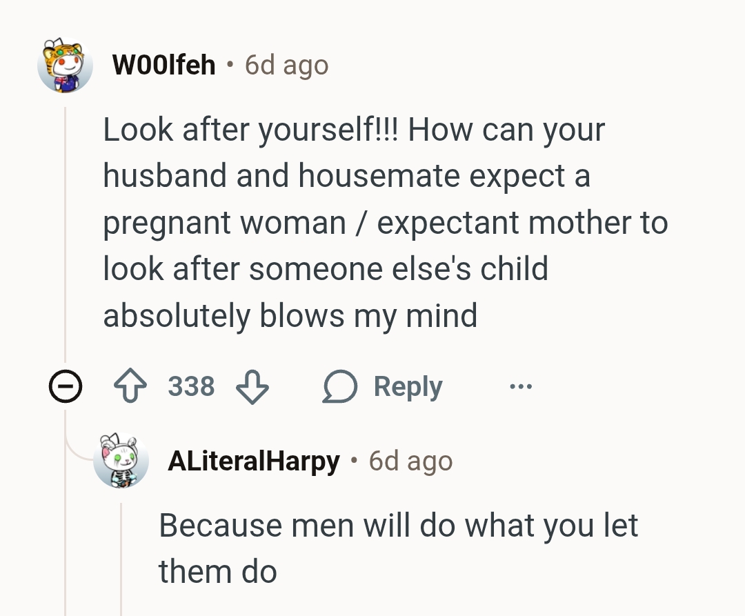 The OP should look after herself