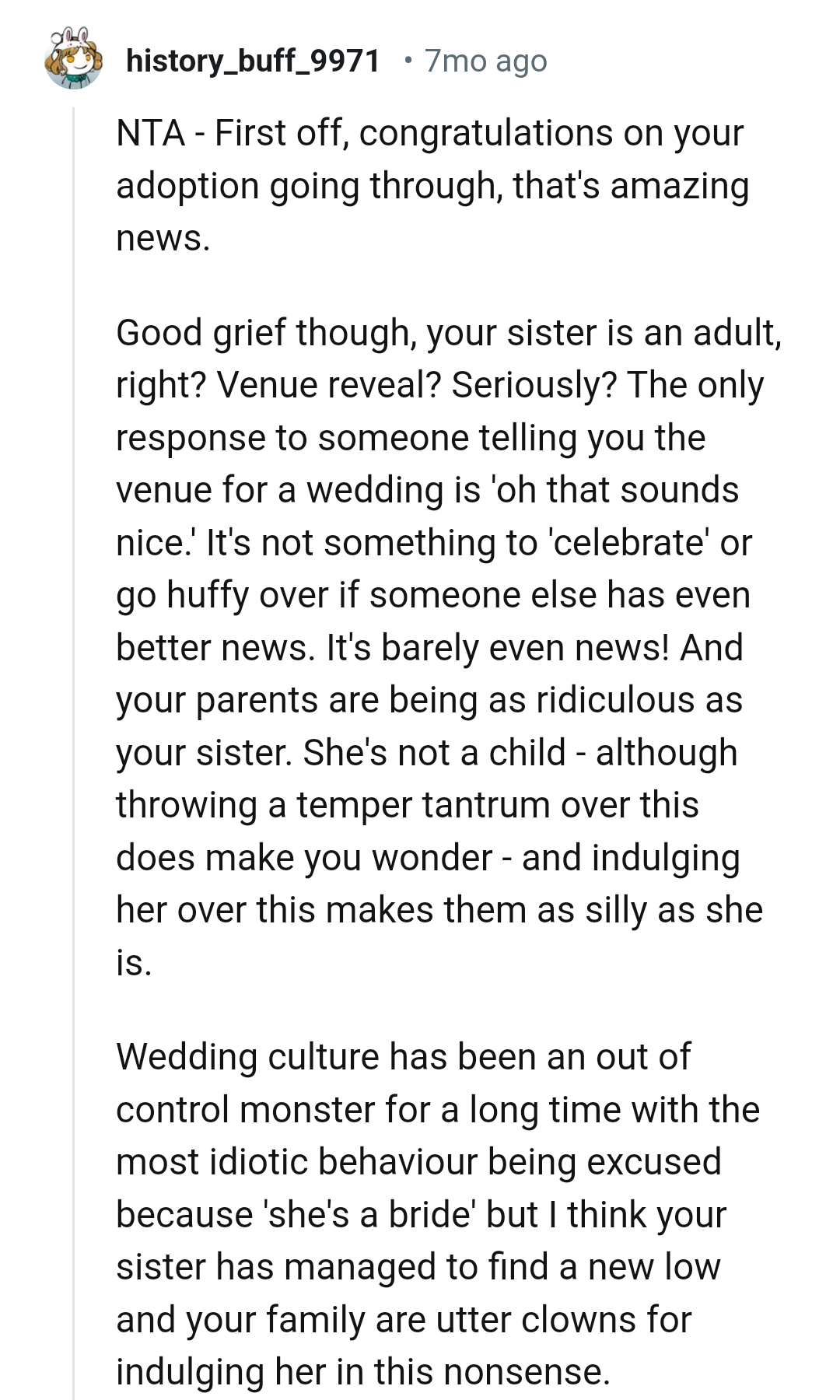 OP's sister should behave like an adult