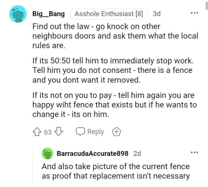 This Redditor advises the OP to find out the law