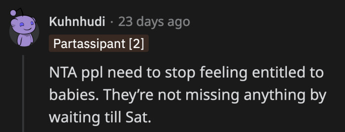 The baby won't stop being cute if MIL waits two more days to see it. The baby can't even recognize you. What's the rush?