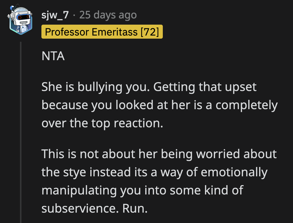 Their alarm bells were ringing, so much so that they told OP to run and break things off with J.