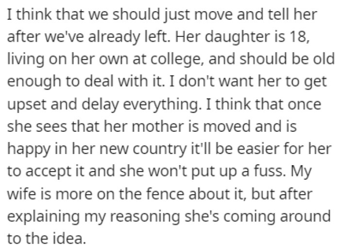 OP thinks that the best way to go about this is to just leave