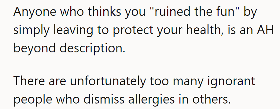 Anyone blaming them for leaving to protect their health is an AH. Allergy ignorance is rampant.