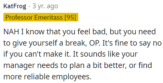 It's okay to decline if she can't make it.