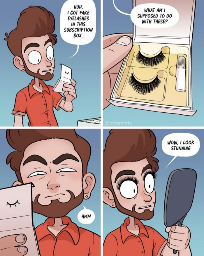 24. When a guy gets fake eyelashes in the subscription box