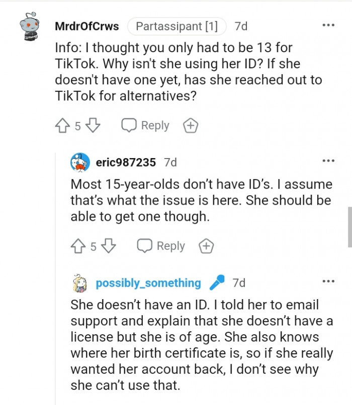 Has she reached out to TikTok for alternatives