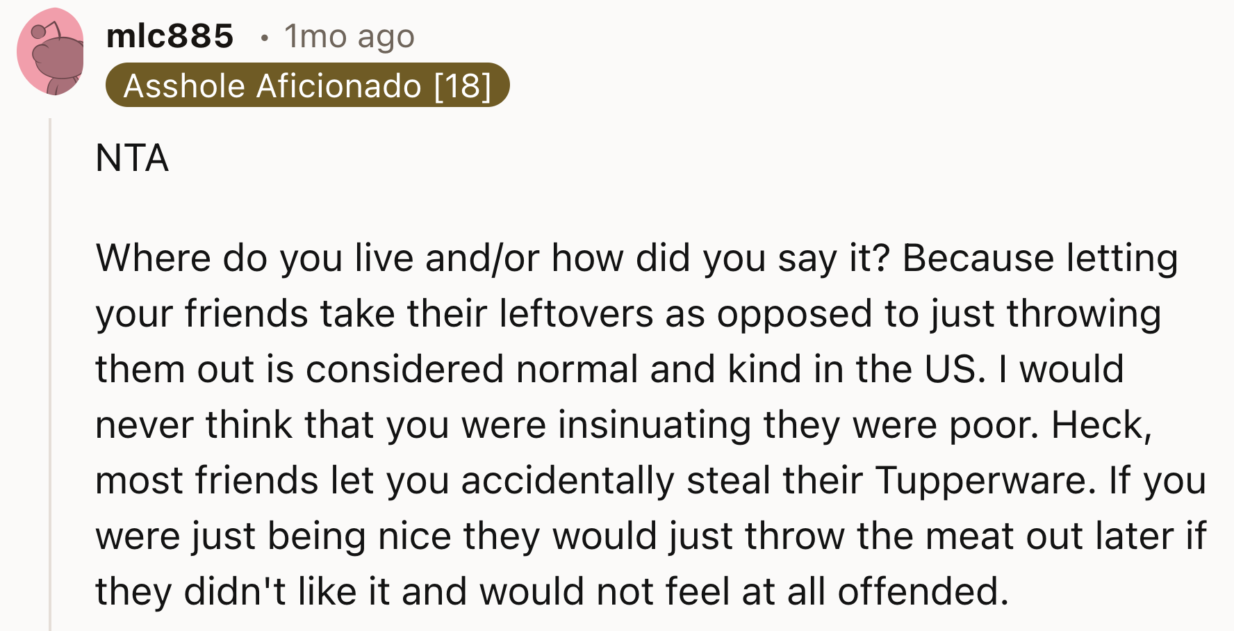 Giving Food Is Considered Normal And Kind