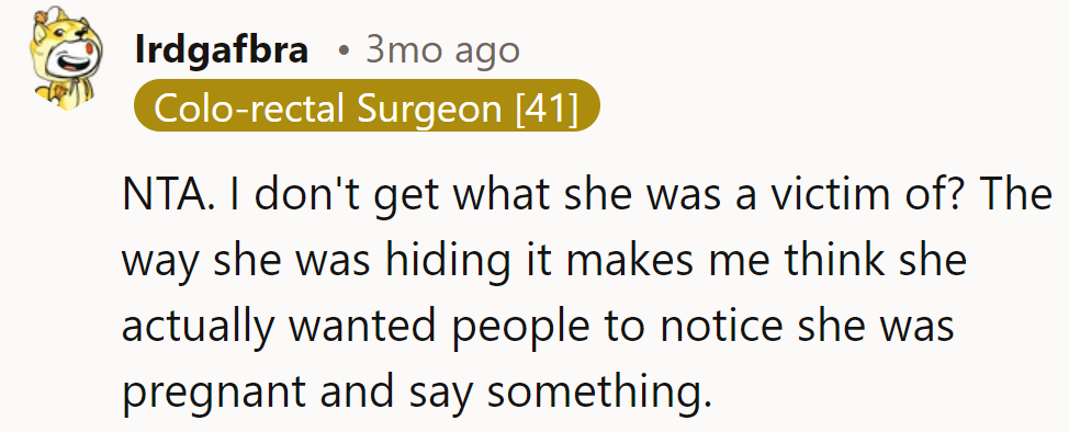 Victim of the Great Baby Bump Caper? Or just seeking compliments on her ninja moves?