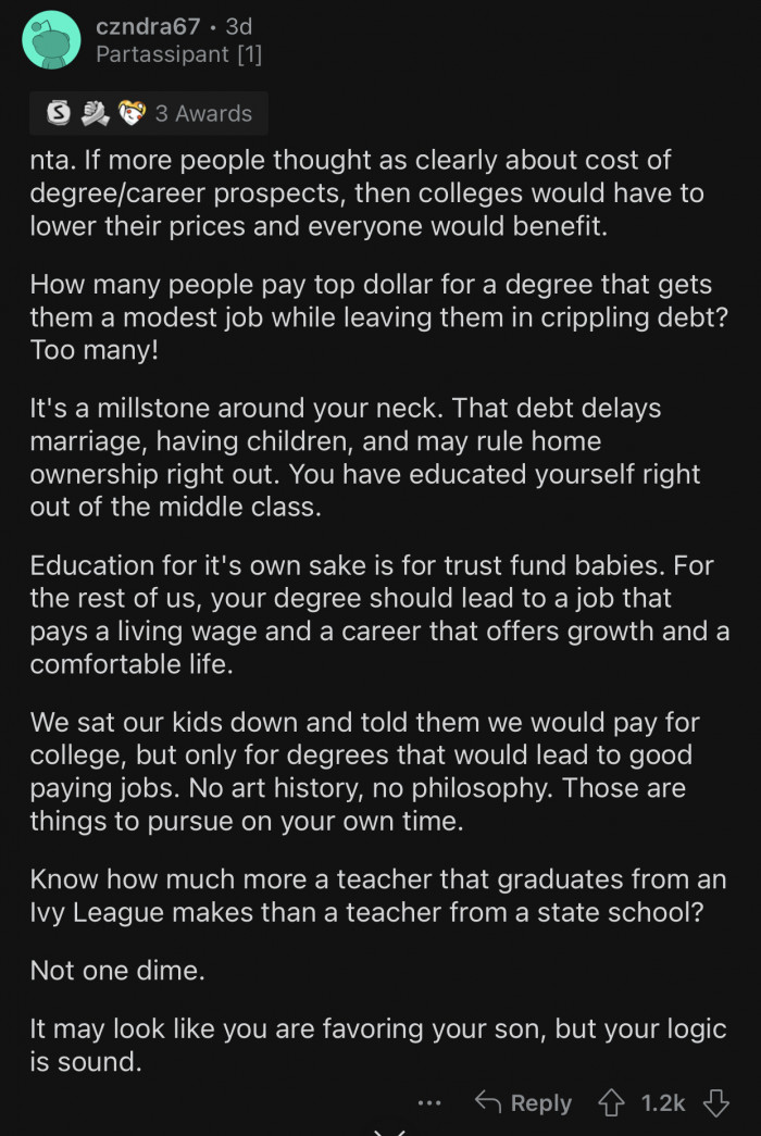 OP's logic is sound, but it seems like favoritism.