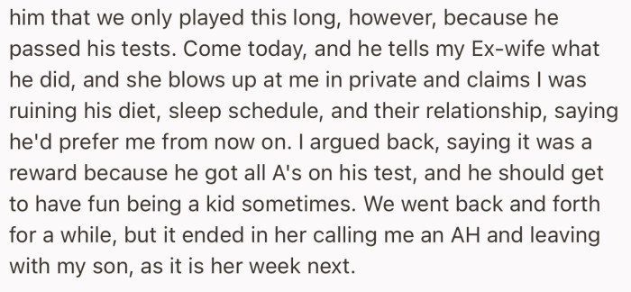 On hearing what happened, OP’s ex-wife got upset and lashed out