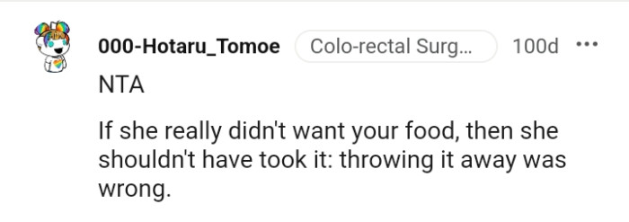 She shouldn't have taken it if she didn't want it