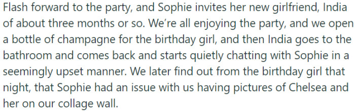 One of the girls had a problem with the pictures on the wall