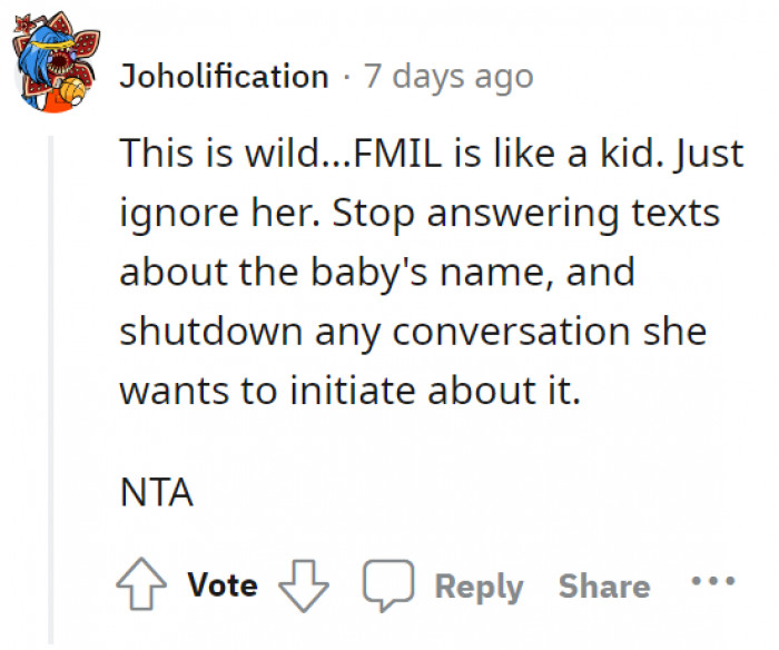 She should know about boundaries—she's a grown woman and still needs to work on herself.