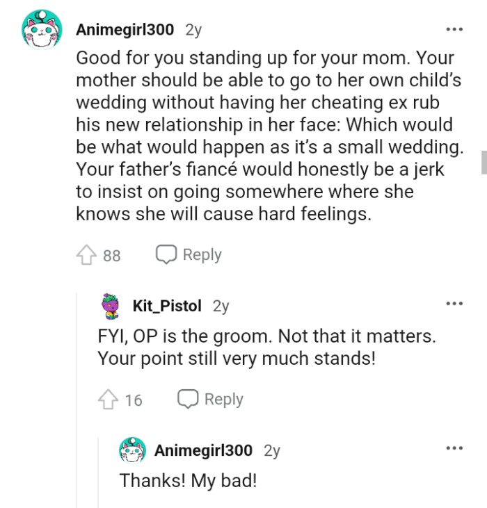 Good for OP for standing up for her mom