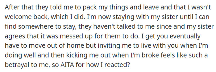 After the heated exchange, OP's father and stepmother demanded they leave.