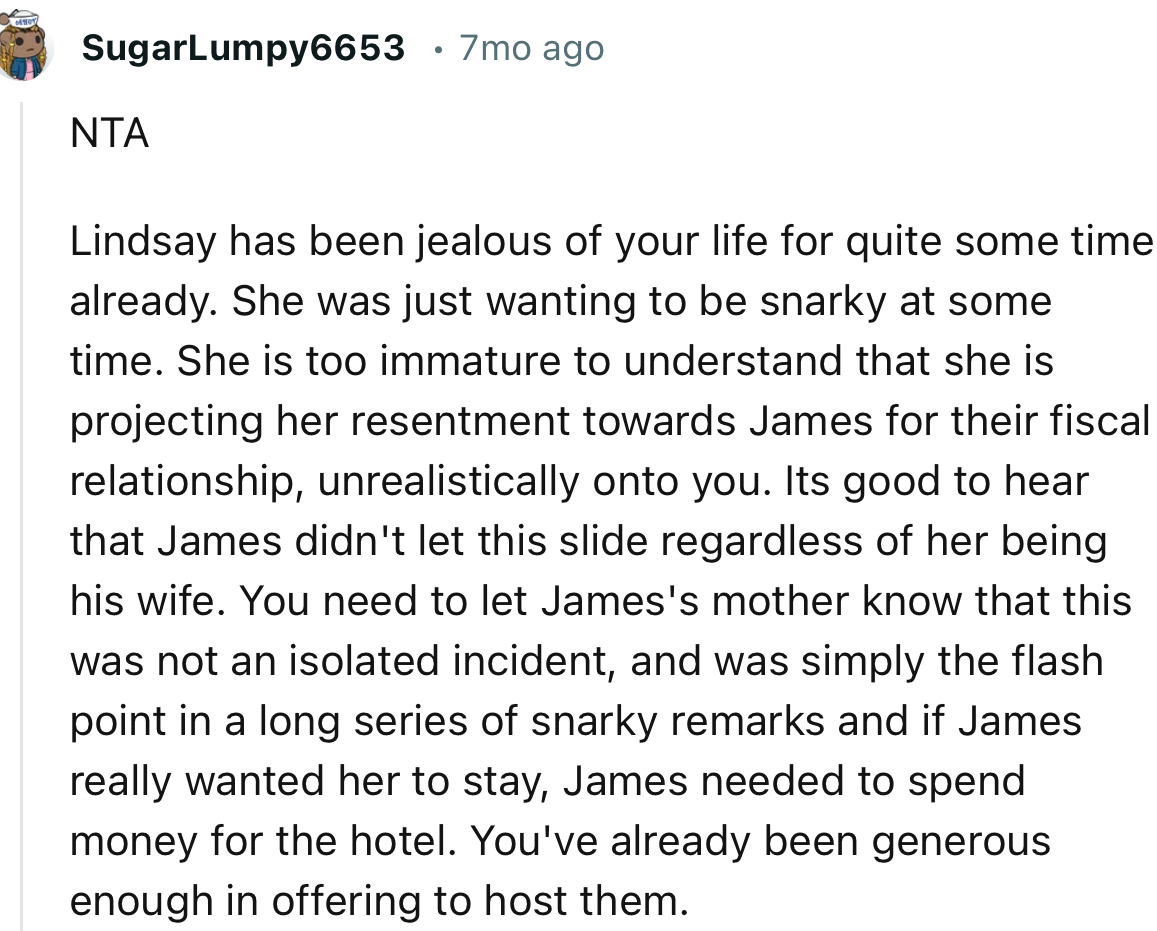“You need to let James's mother know that this was not an isolated incident and was simply the flashpoint in a long series of snarky remarks.”