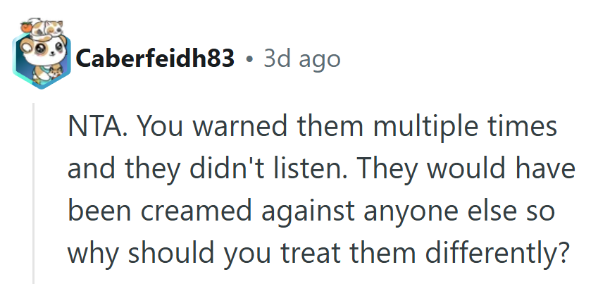 Losing was inevitable — at least they got taken out by friends instead of strangers.