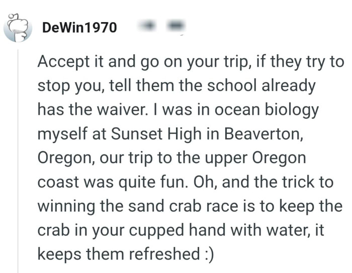 The trick to winning the sand crab race