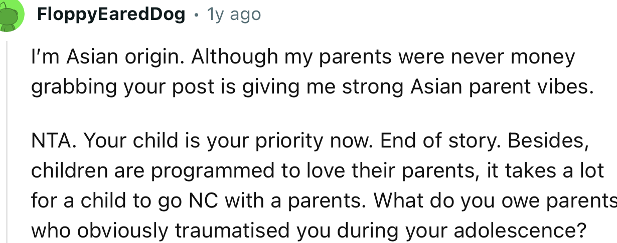 “What do you owe parents who obviously traumatized you during your adolescence?”