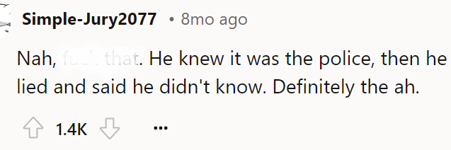 But a Redditor pointed out the fact that the OP lied when he shouldn't have