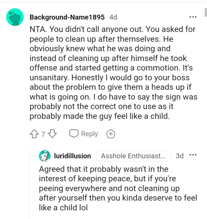 The OP only asked for people to clean up after themselves