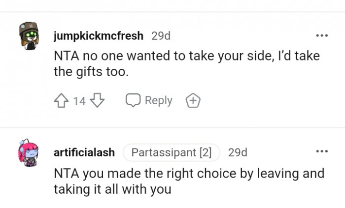 This Redditor would have taken the gifts too