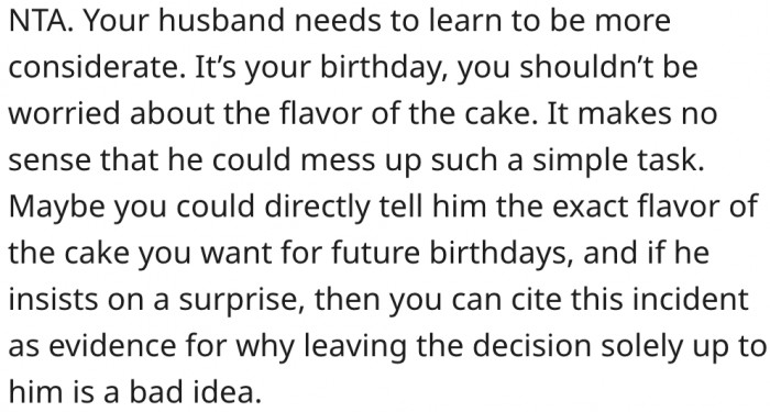16. Next time, she should tell him the flavor she wants.