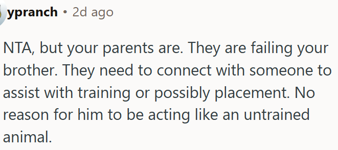 Parents neglect their special needs son’s training.