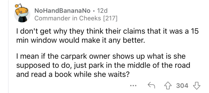 The spot was supposed to be available for its owner.