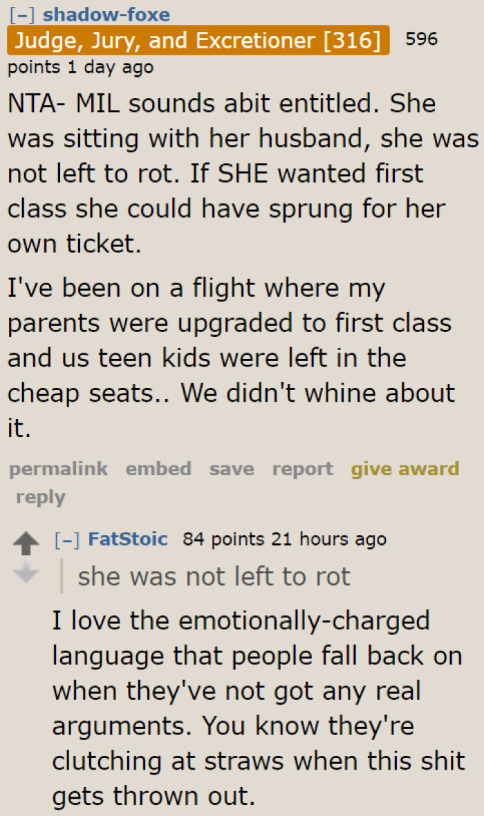 She should've just upgraded her seat if she's this jealous.