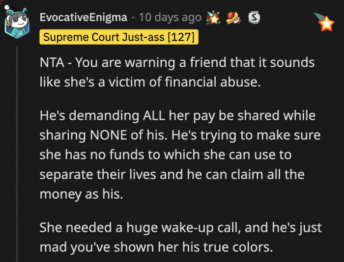Michael is mad at OP because she helped Grace see the truth of what he is doing to her. His scam is no longer convenient.