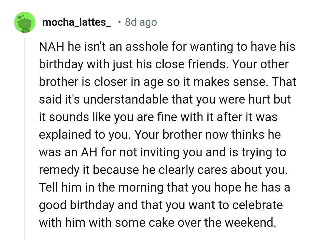 He's trying to remedy it because he cares about the OP