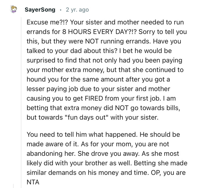 “NTA. She drove you away, as she most likely did with your brother as well.”