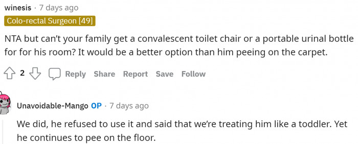 Some Reddit users had other advice, but OP basically said they've tried everything.