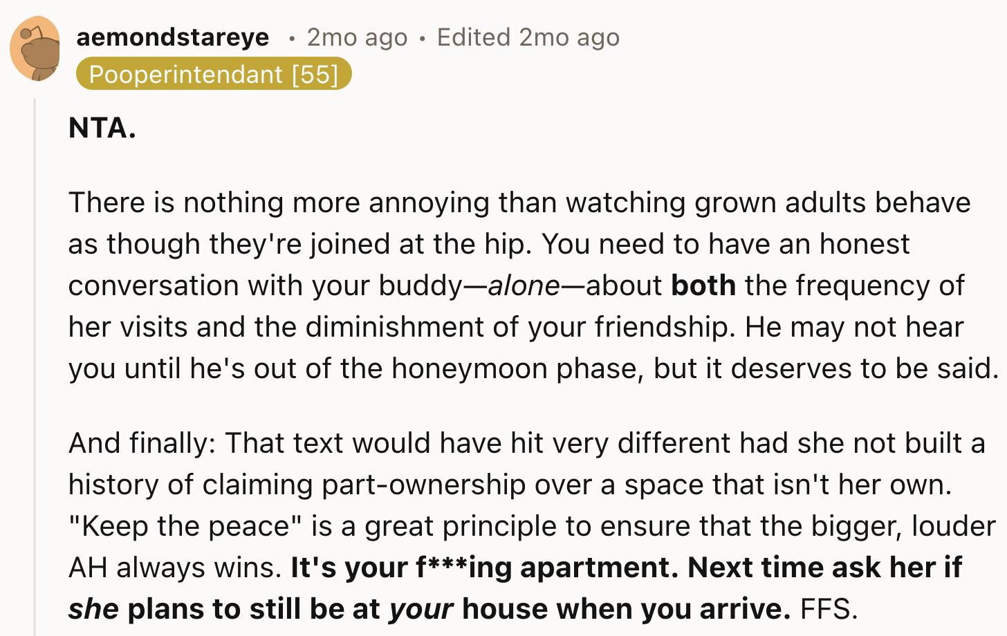 OP Needs To Have a Conversation With Buddy