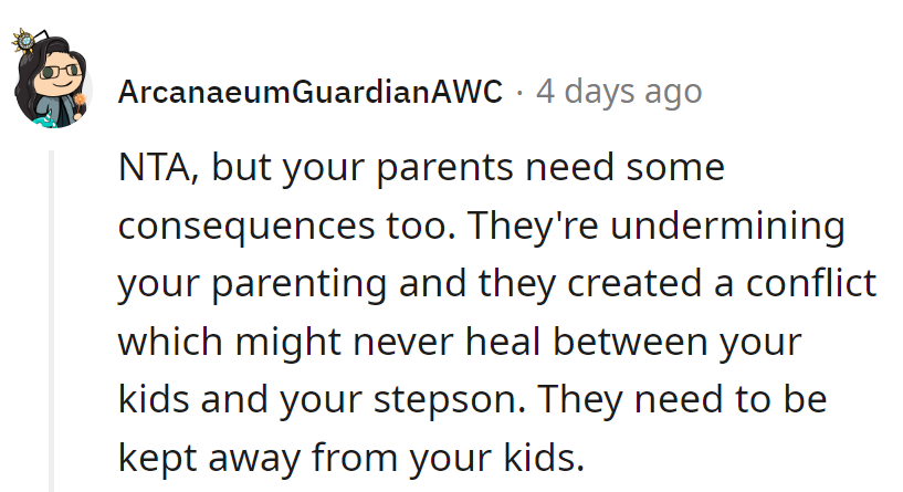 NTA, but it's time for parental consequences. They stirred the pot; now they need a timeout from the kids.