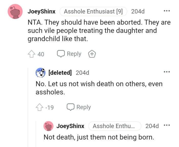 They are vile for treating the OP and his mom like that