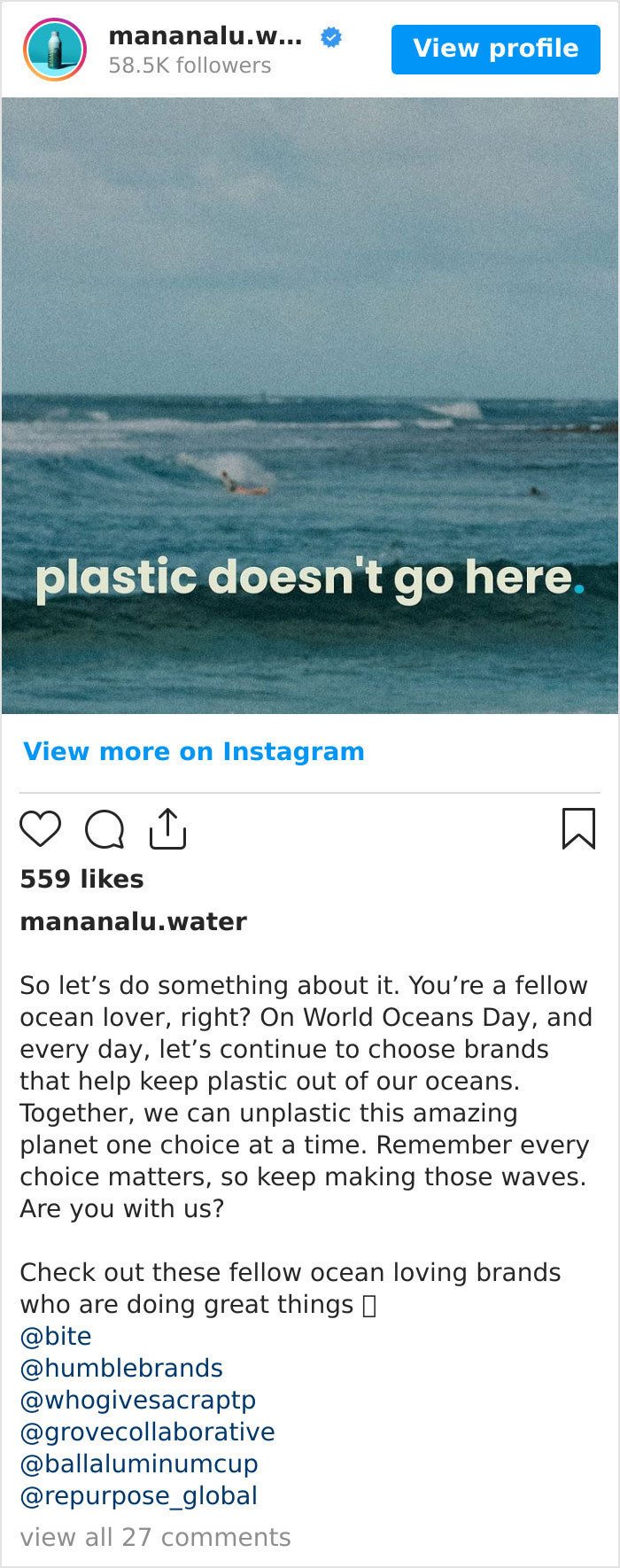 By making individual choices to reduce plastic use, like drinking Mananalu Water, people can make a collective shift that will have a big impact.