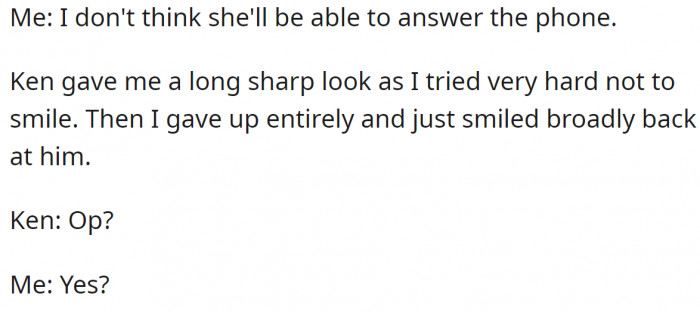 Ken wanted to call Amanda because she fired the OP, but the OP said she didn't think Amanda would be able to answer.