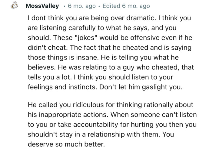 “When someone can't listen to you or take accountability for hurting you, then you shouldn't stay in a relationship with them.”
